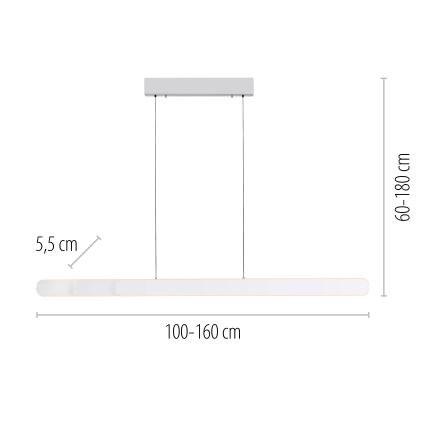 Schöner Wohnen 12577-16 - LED fényerőszabályozható, kábelen függesztett csillár ADRIANA ROUND 2xLED/24W/230V 2700/3000/3500/4000/5000K 160 cm fehér