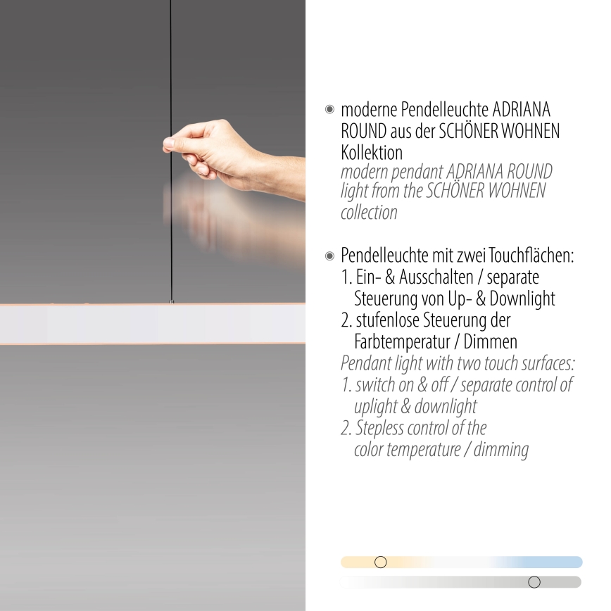 Schöner Wohnen 12577-16 - LED dimmelhető zsinóros csillár ADRIANA ROUND 2xLED/24W/230V 2700/3000/3500/4000/5000K fehér