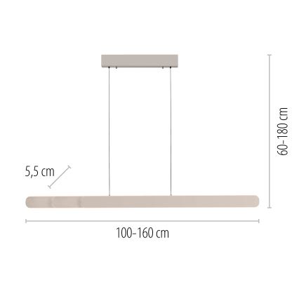 Schöner Wohnen 12577-39 - ADRIANA ROUND LED dimmelhető csillár kábelen 2xLED/24W/230V 2700/3000/3500/4000/5000K 160 cm szürke