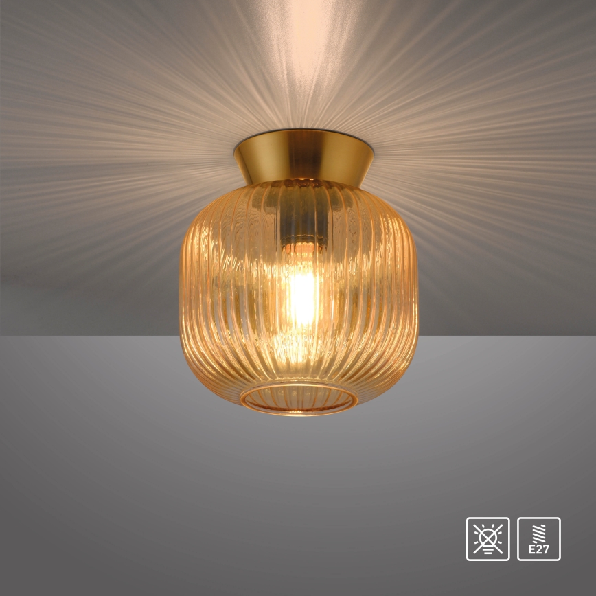 Schöner Wohnen 13574-27 - Mennyezeti lámpatest NAMI 1xE27/25W/230V átm. 20 cm arany/bézs/füstszínű