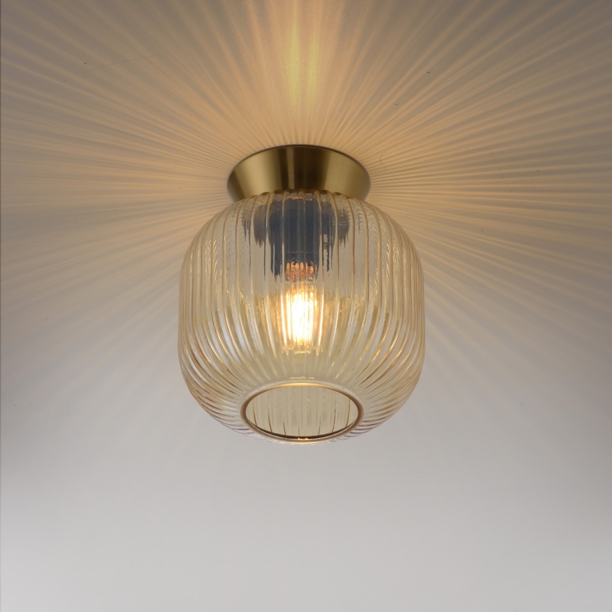 Schöner Wohnen 13574-27 - Mennyezeti lámpatest NAMI 1xE27/25W/230V átm. 20 cm arany/bézs/füstszínű