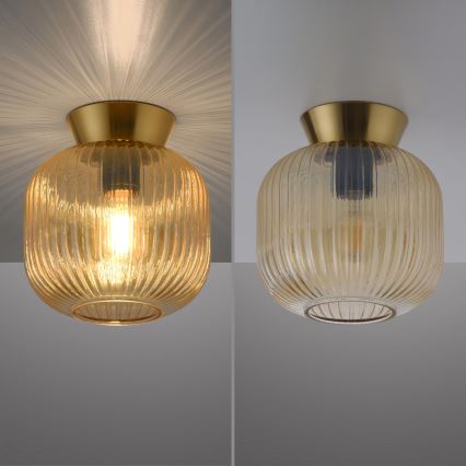 Schöner Wohnen 13574-27 - Mennyezeti lámpatest NAMI 1xE27/25W/230V átm. 20 cm arany/bézs/füstszínű