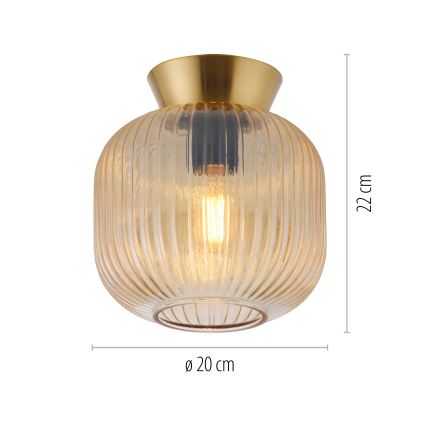 Schöner Wohnen 13574-27 - Mennyezeti lámpatest NAMI 1xE27/25W/230V átm. 20 cm arany/bézs/füstszínű