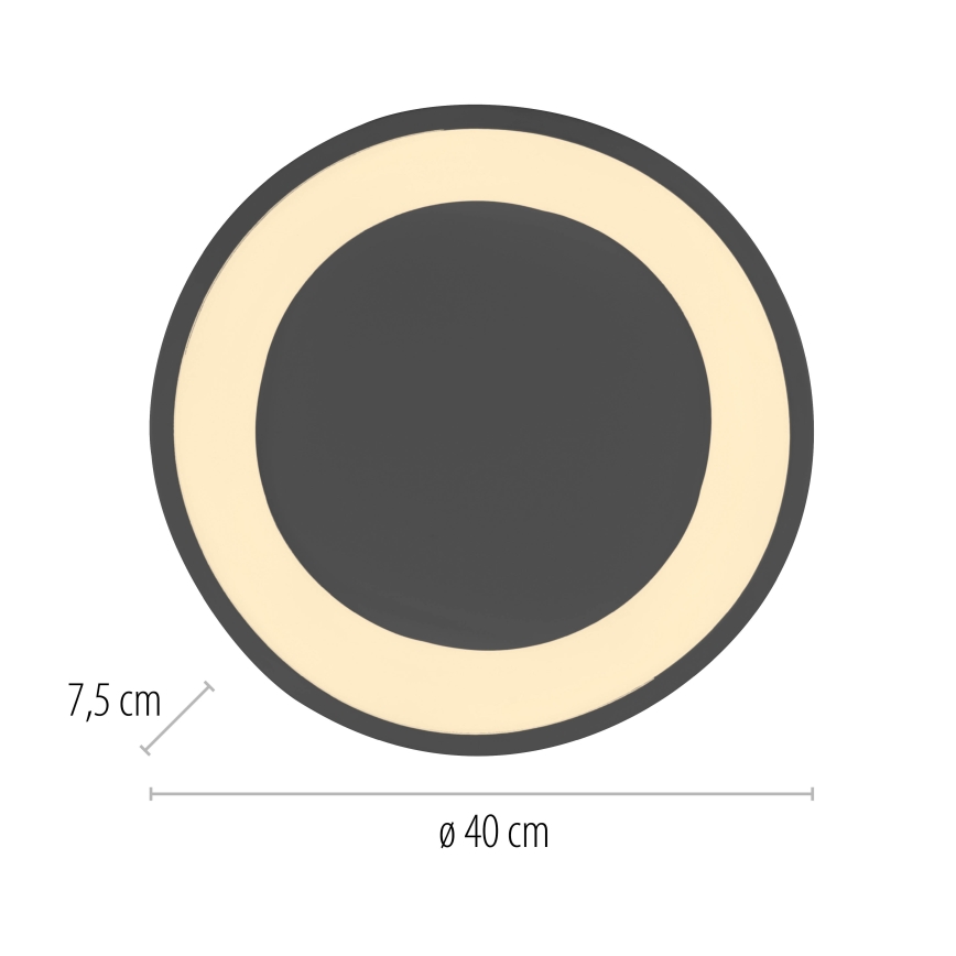 Schöner Wohnen 14233-18 - Fényerőszabályozható LED mennyezeti lámpatest MONTA LED/21W/230V, átm. 40 cm, fekete
