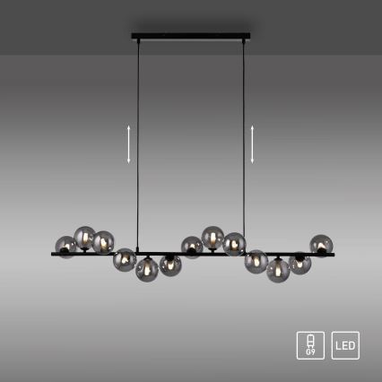 Schöner Wohnen 14504-18 - LED csillár kábelen DUBAI 13xG9/3W/230V 118 m fekete/füstszínű