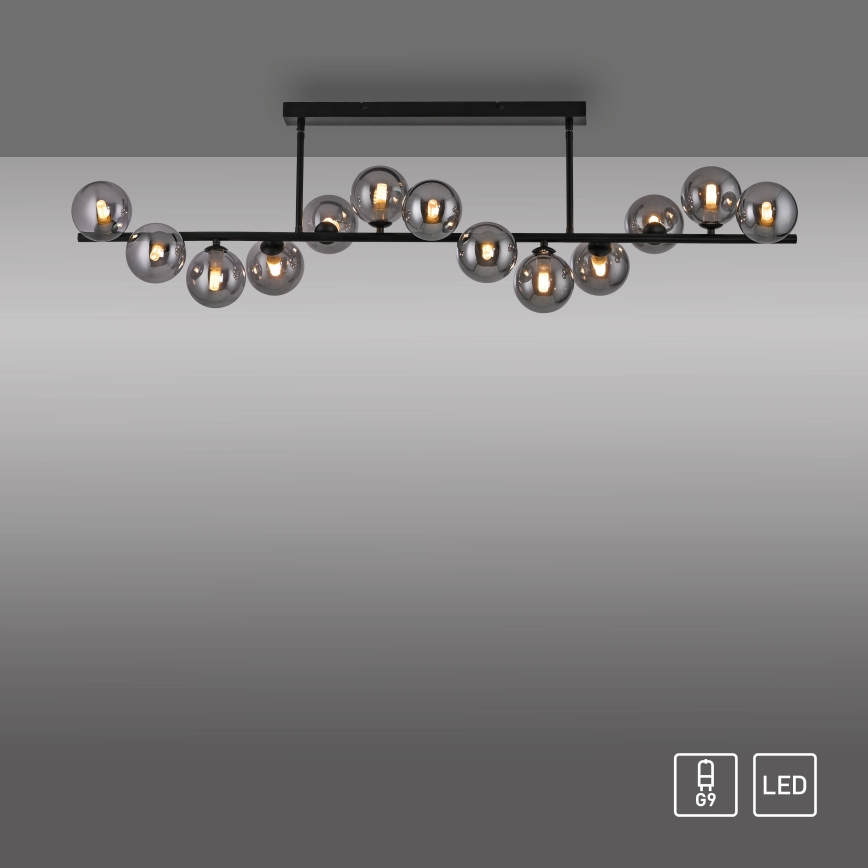 Schöner Wohnen 14505-18 - LED csillár rúdon DUBAI 13xG9/3W/230V fekete/füstszínű