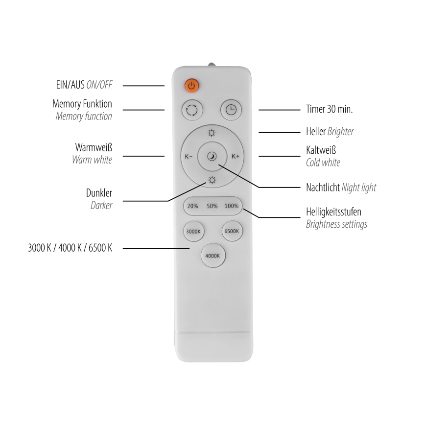 Schöner Wohnen 14595-16 - TAVOLI LED dimmelhető mennyezeti lámpatest LED/34W/230V 2700-6500K átm. 49 cm fehér + távirányítóval
