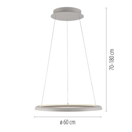 Schöner Wohnen 15570-39 - QUILLO LED dimmelhető kábeles függeszték LED/36W/230V, Ø 60 cm, szürke