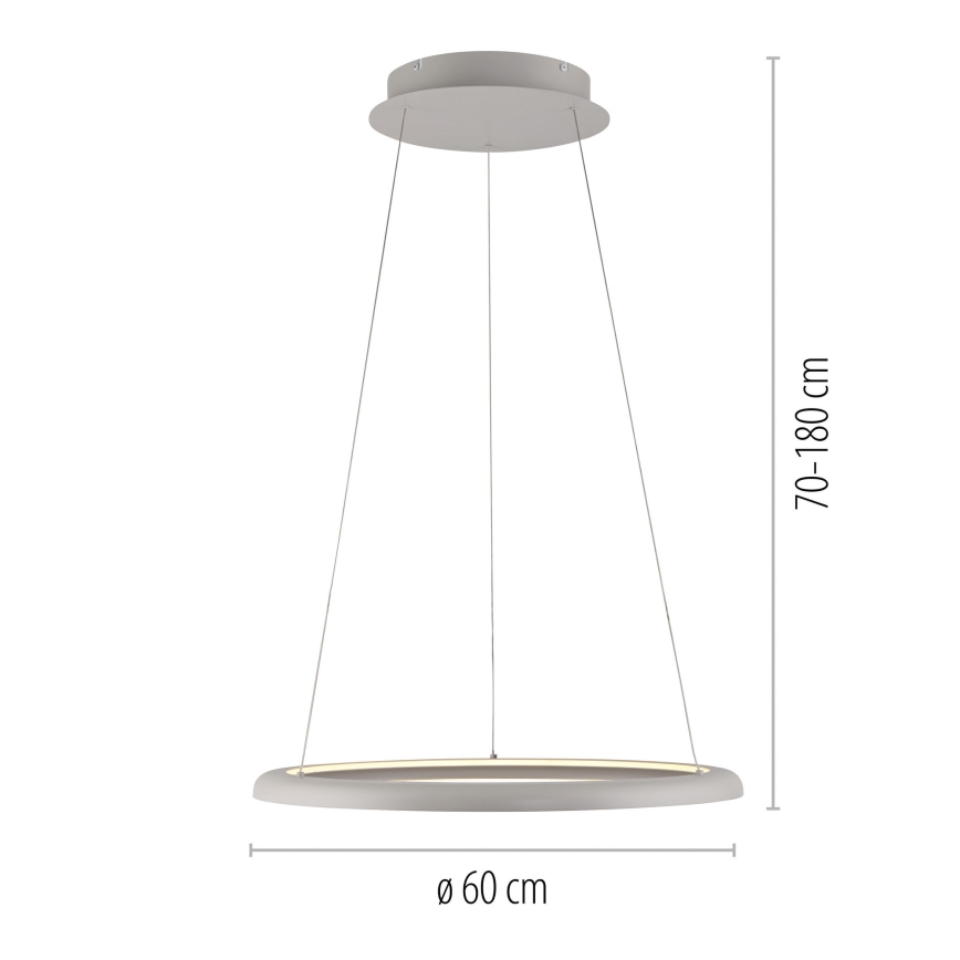 Schöner Wohnen 15570-39 - QUILLO LED dimmelhető kábeles függeszték LED/36W/230V, Ø 60 cm, szürke