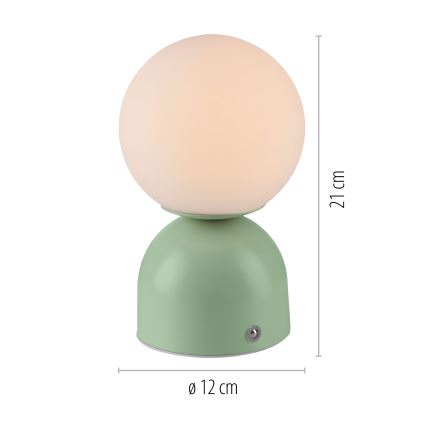 Schöner Wohnen 19218-43 - LED fényerőszabályozható érintéses tölthető asztali lámpa RUDI LED/1,2W/5V 3000-6000K 1200 mAh zöld
