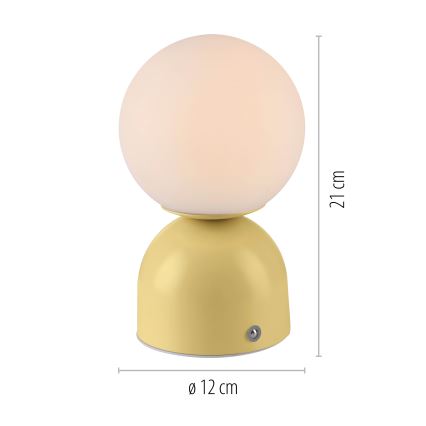 Schöner Wohnen 19218-81 - LED, fényerőszabályozható érintésvezérelt újratölthető asztali lámpa RUDI LED/1,2W/5V 3000-6000K 1200 mAh sárga