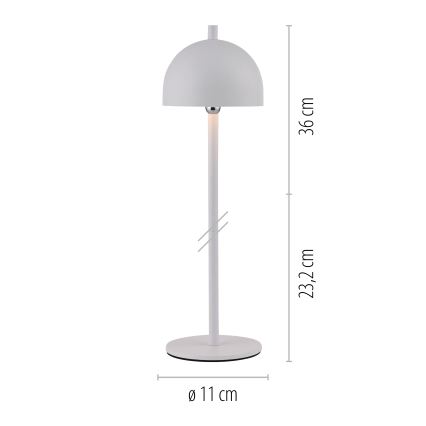 Schöner Wohnen 19244-16 - LED fényerőszabályozható érintővezérlésű tölthető kültéri asztali lámpa BELLIS LED/2,5W/5V 2600 mAh IP54 fehér