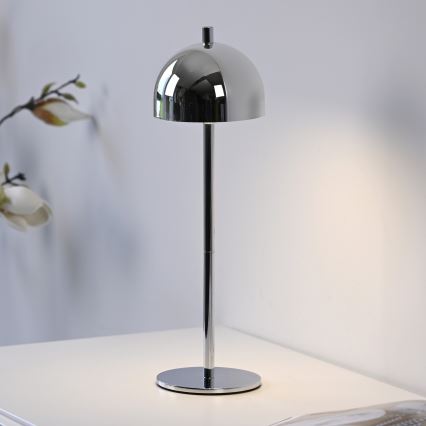 Schöner Wohnen 19244-17 - LED, dimmelhető, érintésvezérlésű, újratölthető kültéri asztali lámpa BELLIS LED/2,5W/5V 2600 mAh IP54 fényes króm