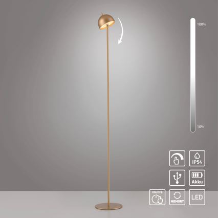 Schöner Wohnen 19245-12 - LED dimmelhető, érintésvezérelt, újratölthető kültéri állólámpa BELLIS LED/2,5W/5V 2600 mAh IP54 arany
