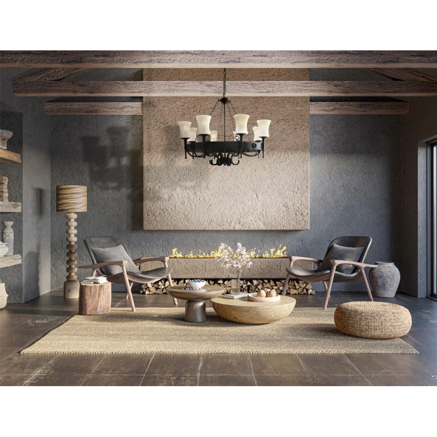 Searchlight - Láncos csillár CARTWHEEL 8xE27/60W/230V fekete