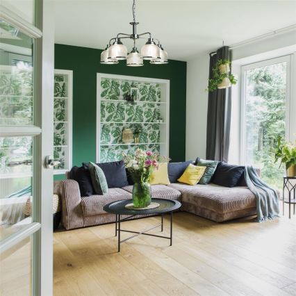 Searchlight - Csillár láncon BISTRO 5xE27/60W/230V fényezett króm