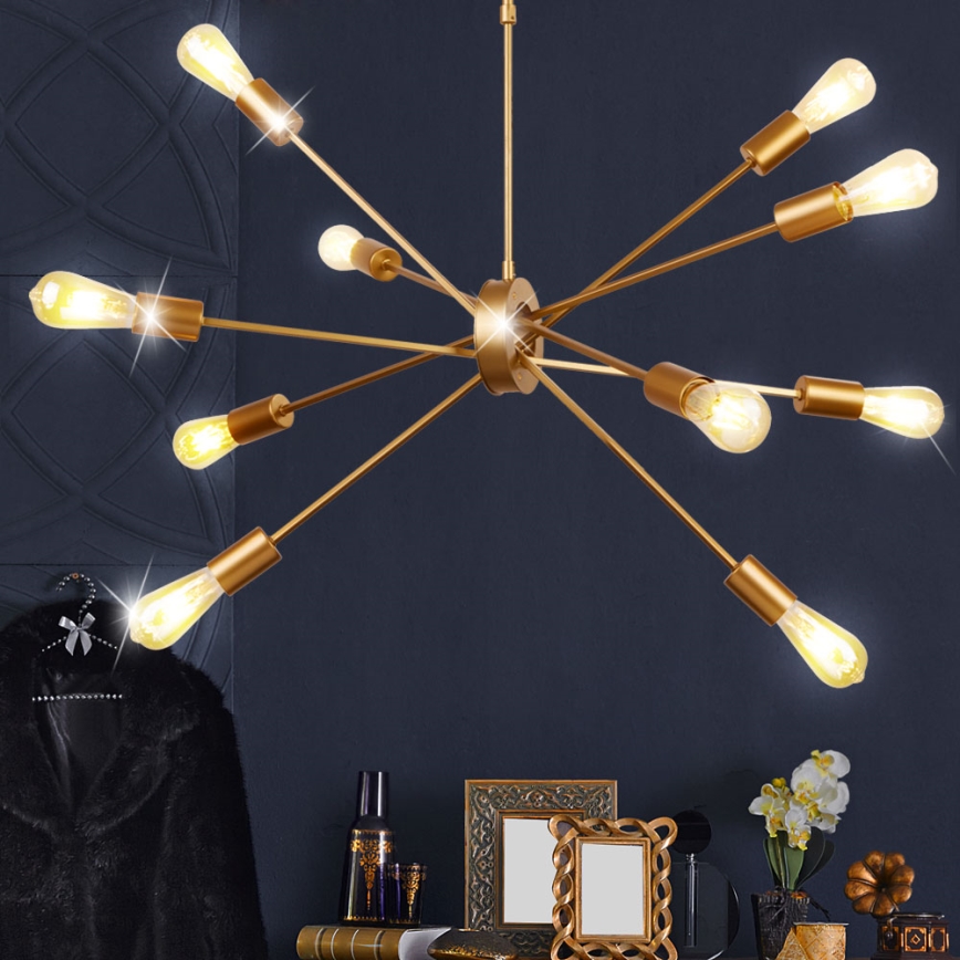 Searchlight - Csillár rúdon ALPHA 10xE27/60W/230v arany