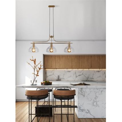 Searchlight - Csillár zsinóron MARGARITA 3xE27/60W/230V réz