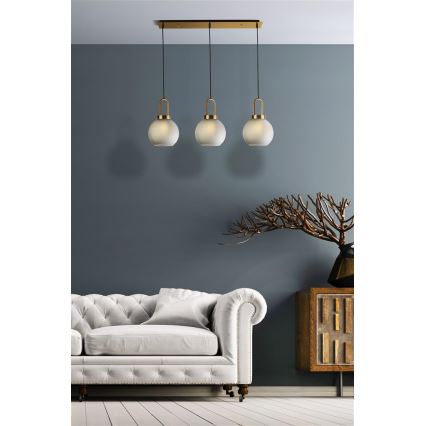 Searchlight - Csillár zsinóron SNOWDROP 3xE27/60W/230V sárgaréz