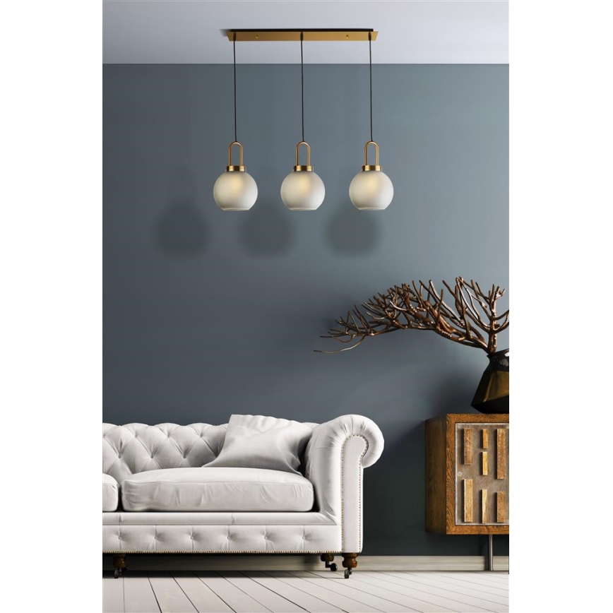 Searchlight - Csillár zsinóron SNOWDROP 3xE27/60W/230V sárgaréz