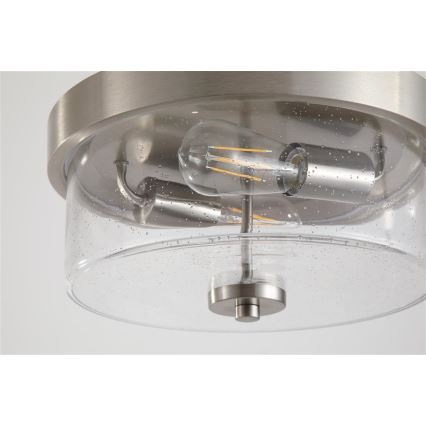 Searchlight - Fürdőszobai mennyezeti lámpatest PRESTON 2xE27/60W/230V IP44 átm. 33 cm ezüstszínű