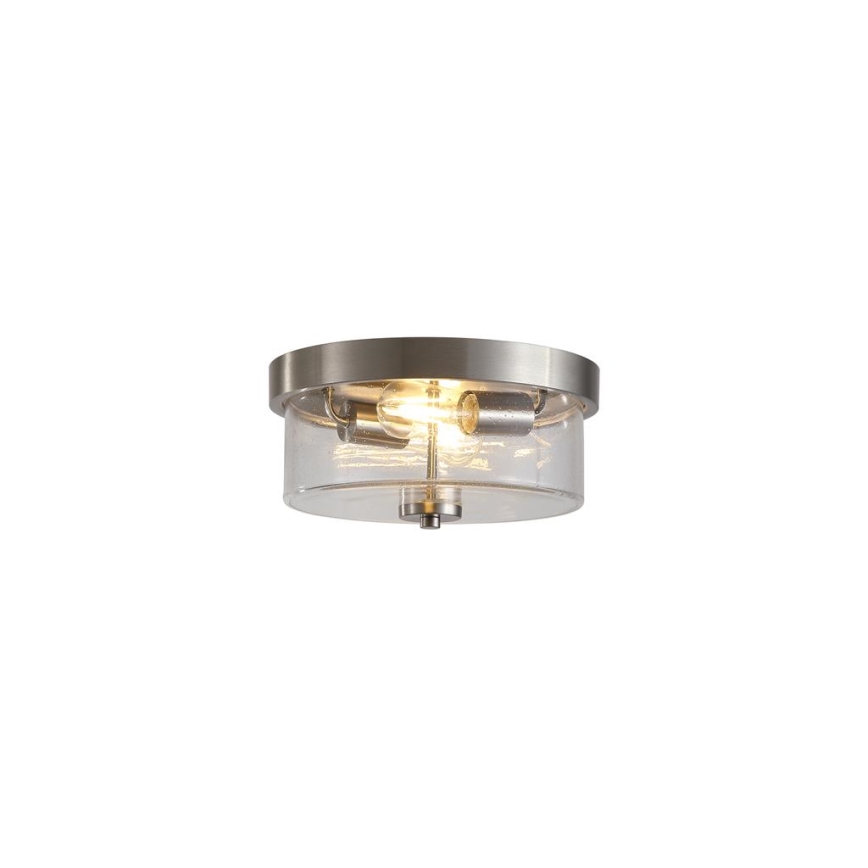 Searchlight - Fürdőszobai mennyezeti lámpatest PRESTON 2xE27/60W/230V IP44 átm. 33 cm ezüstszínű
