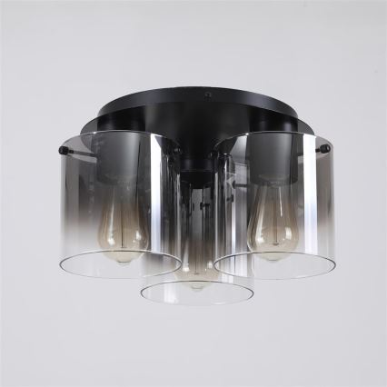 Searchlight - Mennyezeti lámpa SWEDEN 3xE27/60W/230V átm. 39 cm fekete/füstszínű