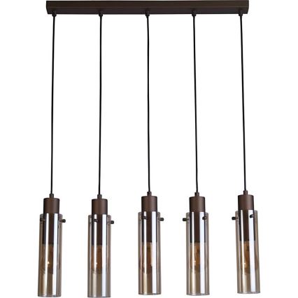 Searchlight - SWEDEN kábeles csillár 5xE27/60W/230V barna/füstszínű