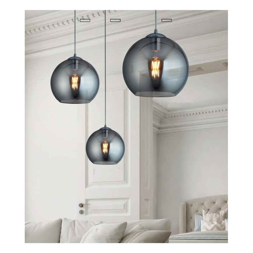 Searchlight - Csillár zsinóron BALL 1xE27/60W/230V fekete