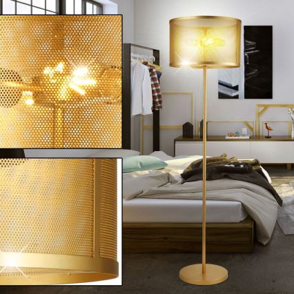 Searchlight - Állólámpa FISHNET 2xE27/60W/230V arany