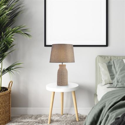 Searchlight - Asztali lámpa LIDO 1xE14/7W/230V rattan/szürke