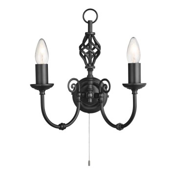 Searchlight - Fali lámpa ZANZIBAR 2xE14/60W/230V fekete