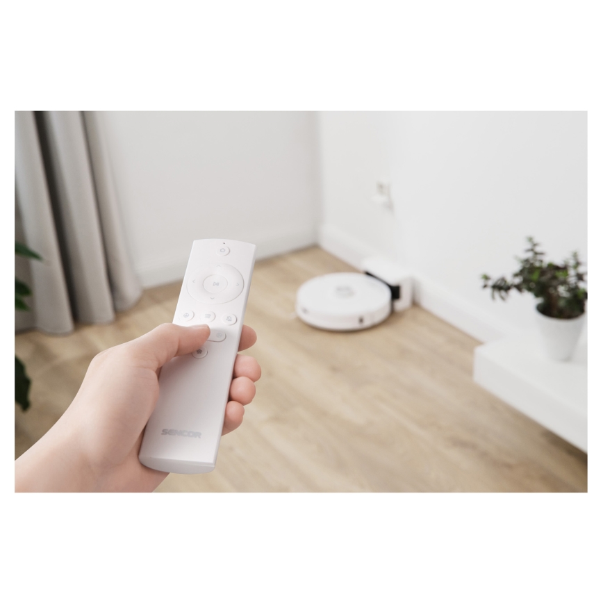 Sencor - 2 az 1-ben robotporszívó moppal 50 W/5000 mAh Wi-Fi fehér + távirányító