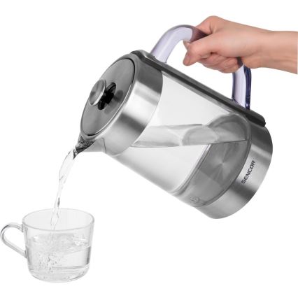 Sencor - Állítható hőmérsékletű 1,5 l vízforraló, 1500 W/230 V, rozsdamentes acél