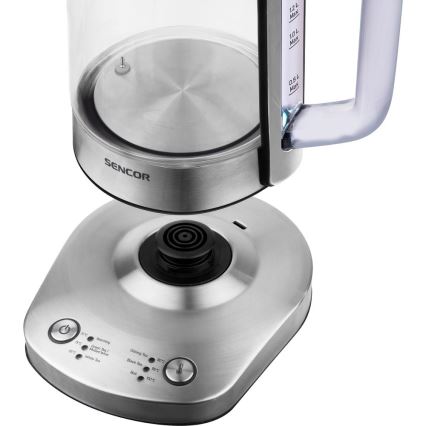 Sencor - Állítható hőmérsékletű 1,5 l vízforraló, 1500 W/230 V, rozsdamentes acél