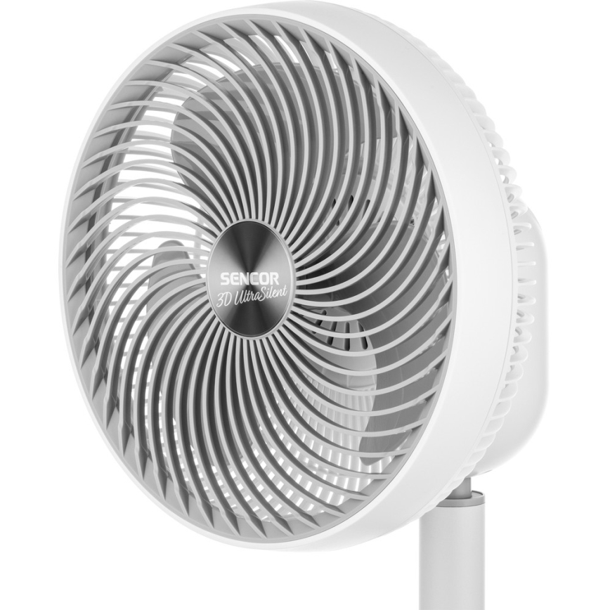 Sencor - Állóventilátor 3D UltraSilent 26W/230V fehér + távirányítás