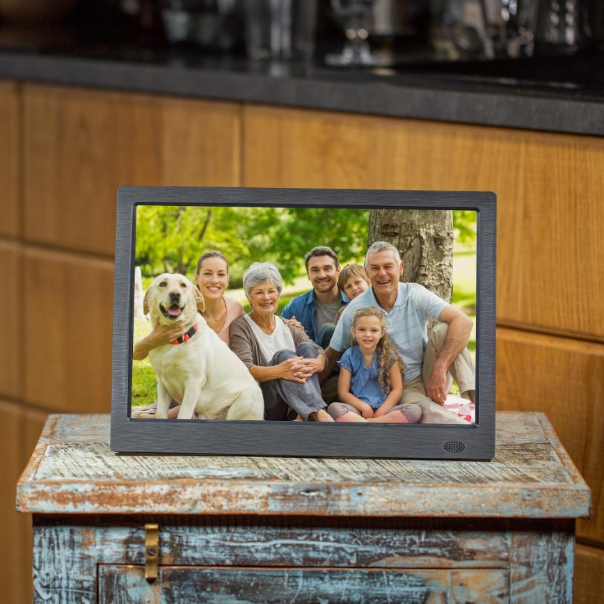 Sencor - Digitális képkeret 13,3 hangszóróval 230V antracit + távirányító