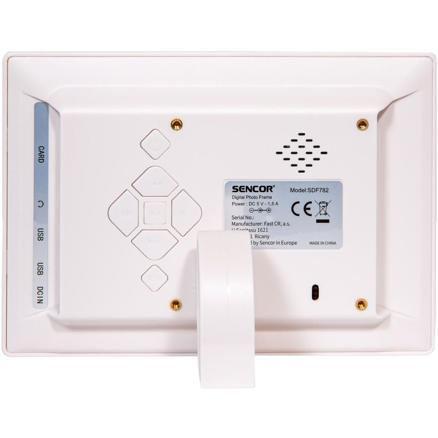 Sencor - Digitális képkeret 7 hangszóróval 230V fehér + távirányító