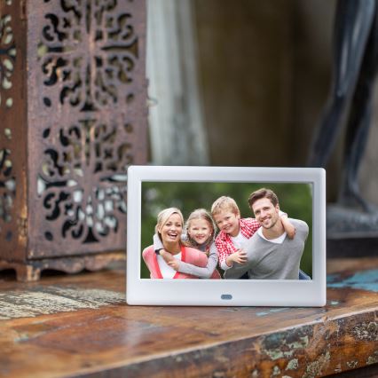 Sencor - Digitális képkeret 7 hangszóróval 230V fehér + távirányító