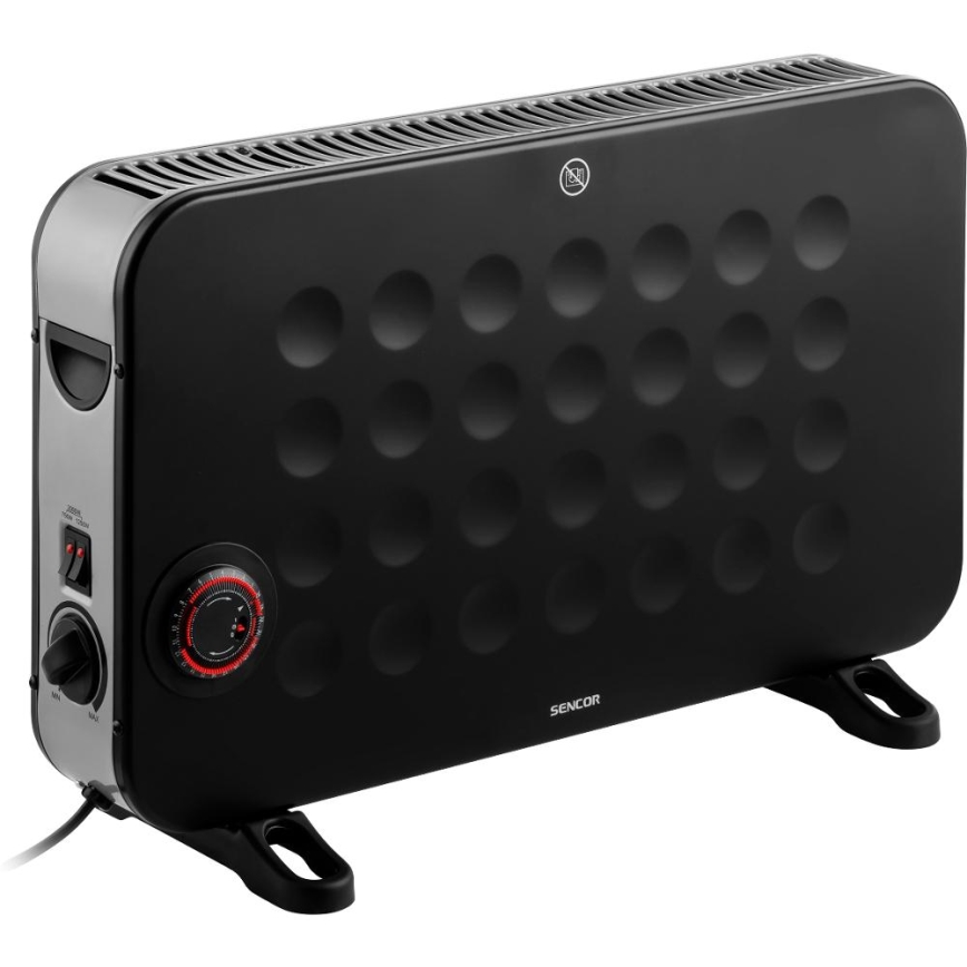 Sencor - Elektromos konvektoros fűtés 750/1250/2000W/230V termosztát IP24 fekete
