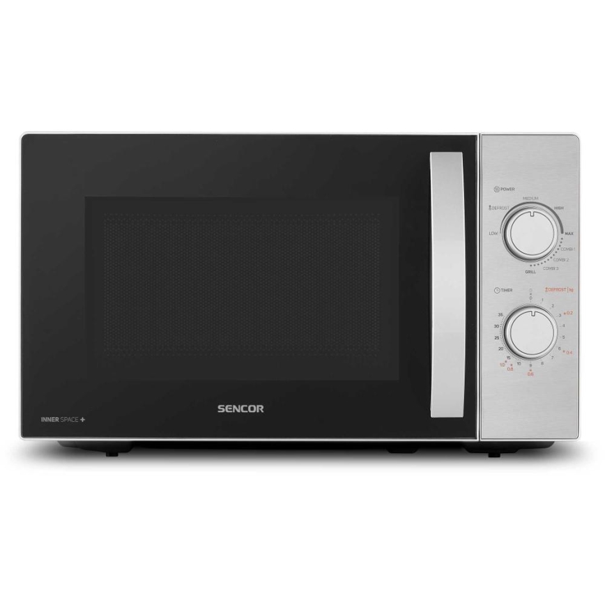 Sencor - Grillfunkciós mikrohullámú sütő 700W/1000W/230V 20 l matt króm