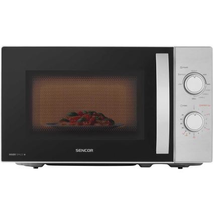 Sencor - Grillfunkciós mikrohullámú sütő 700W/1000W/230V 20 l matt króm