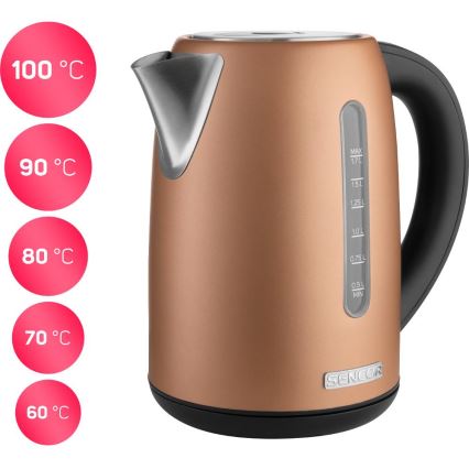 Sencor - Gyorsforraló hőmérséklet-szabályozással, 1,7 l, 2150 W/230 V, réz