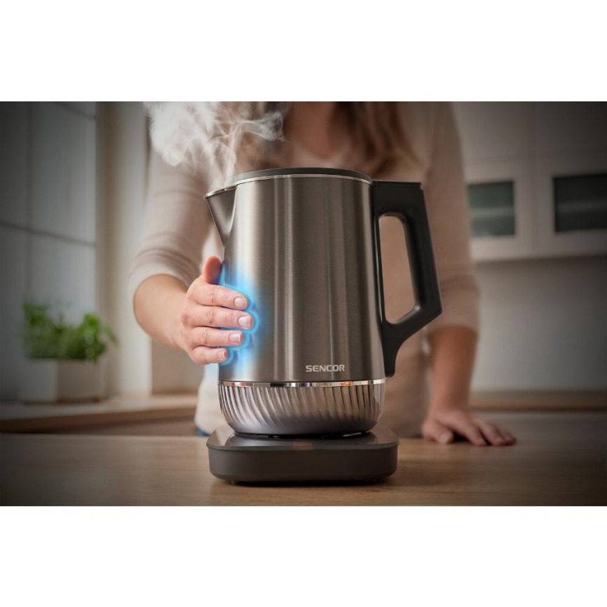 Sencor - Hőfokszabályozós vízforraló 1,7 l, 1800 W/230 V, rozsdamentes acél