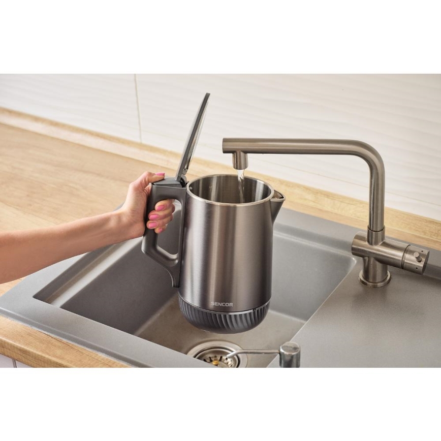 Sencor - Hőfokszabályozós vízforraló 1,7 l, 1800 W/230 V, rozsdamentes acél
