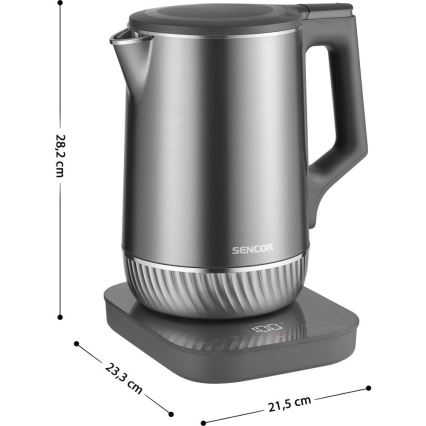 Sencor - Hőfokszabályozós vízforraló 1,7 l, 1800 W/230 V, rozsdamentes acél