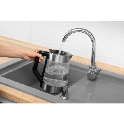 Sencor - Hőmérséklet-szabályozású vízforraló 1,7 l 2200 W/230 V matt króm/fekete