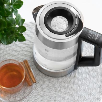 Sencor - Hőmérséklet-szabályozású vízforraló 1,7 l 2200 W/230 V matt króm/fekete