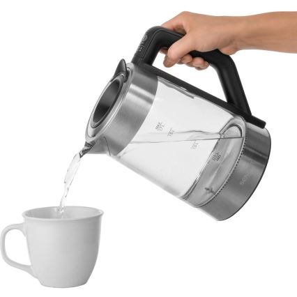 Sencor - Hőmérséklet-szabályozású vízforraló 1,7 l 2200 W/230 V matt króm/fekete