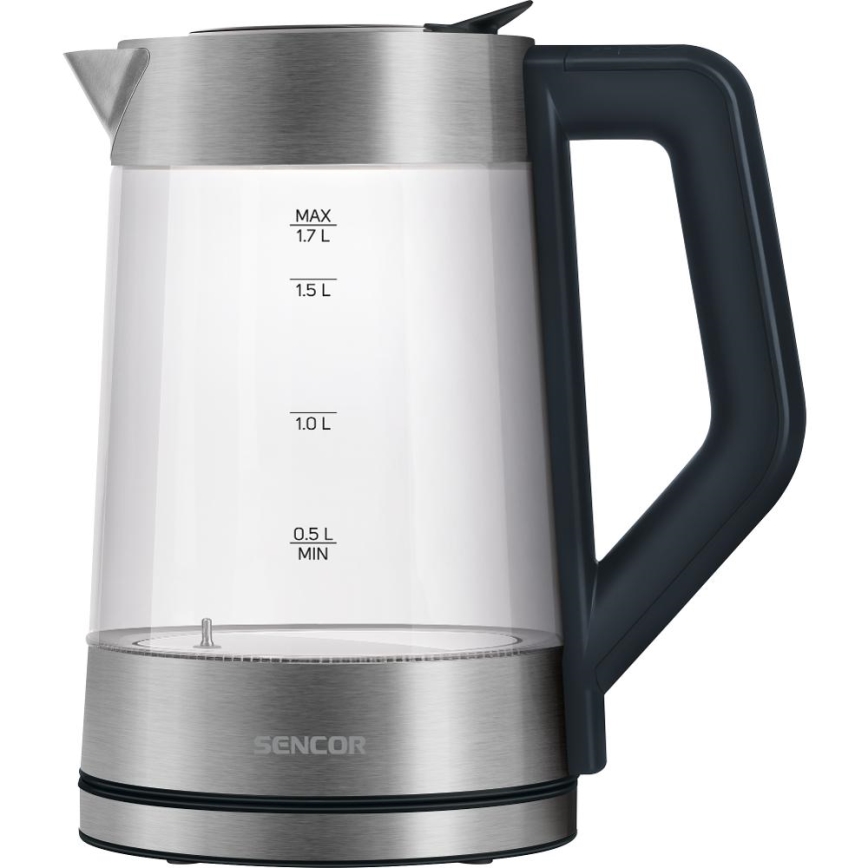 Sencor - Hőmérséklet-szabályozású vízforraló 1,7 l 2200 W/230 V matt króm/fekete